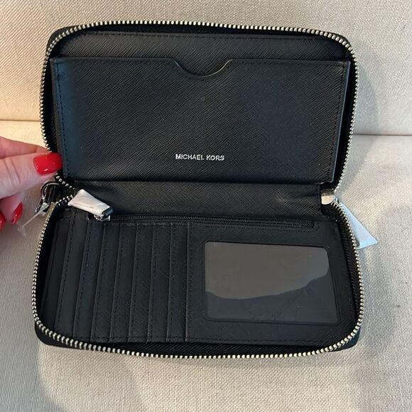 Michael Kors Logo Black Zipper Wristlet - Picture 5 of 5